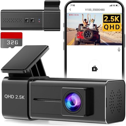 2.5K Dashcam for Cars – Front Camera with WiFi, Night Vision & Parking Mode