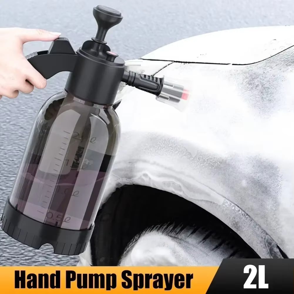 2L Hand Pump Foam Sprayer Car Wash Snow Foam Bottle with 2 Nozzles