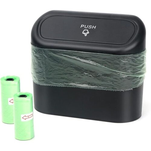 Car Bin with Lid – Mini Car Trash Can with Bags (Compact & Leakproof)